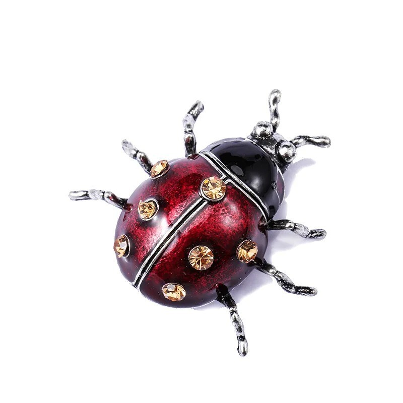 Enamel Rhinestone Ladybug Brooch Pin Vintage Style Insect Jewelry Gift New