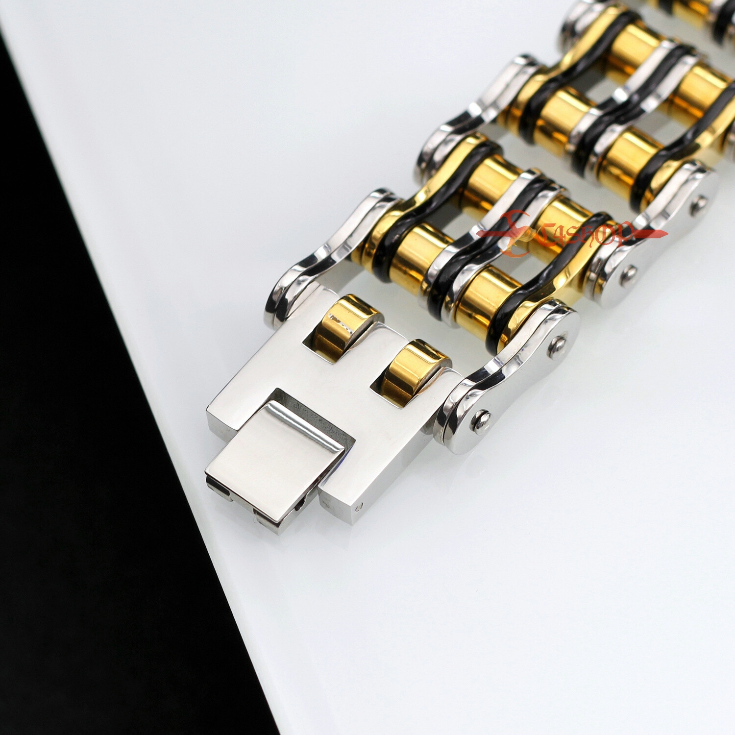 Heavy Men’s Motorcycle Bike Chain Bracelet Bicycle Stainless Steel Silver/Gold