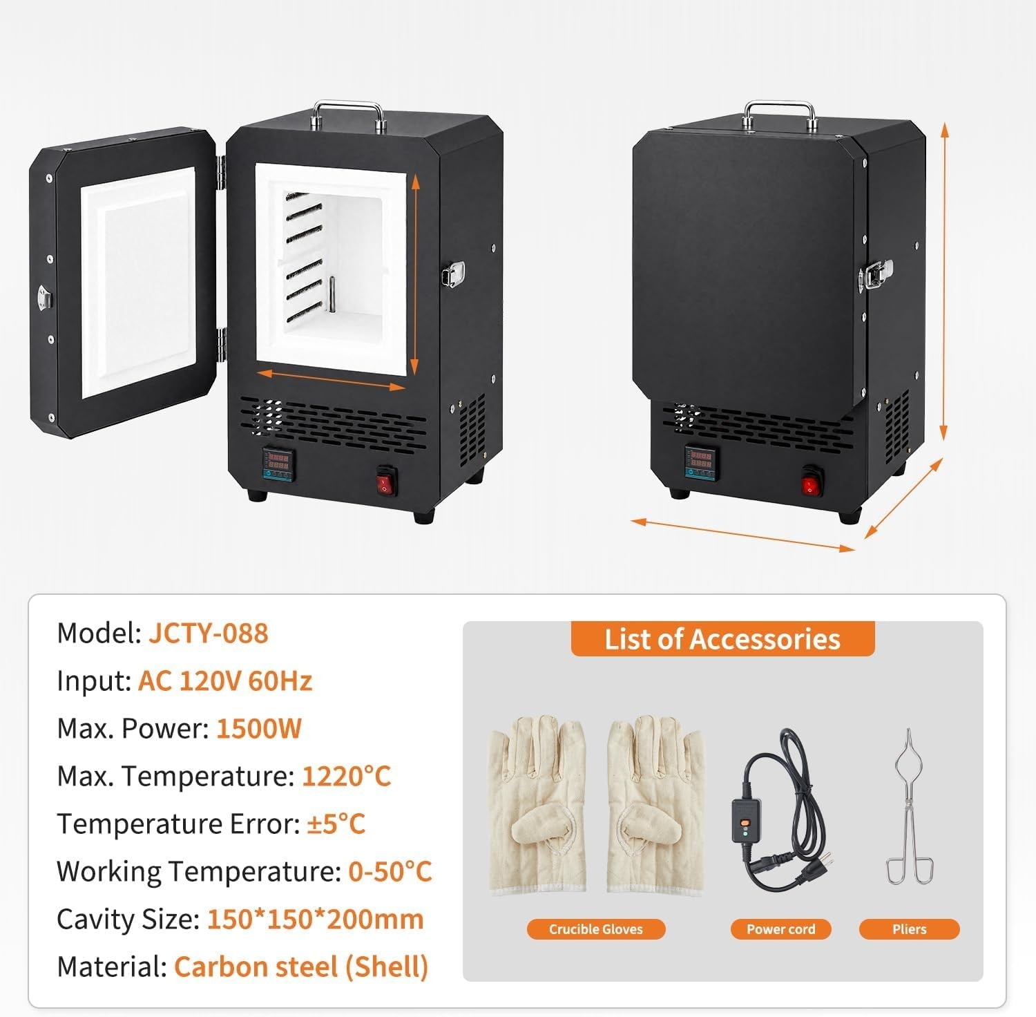 Tabletop Electric Kiln 1500W for Wax Casting Metal Melting Furnace DIY Project