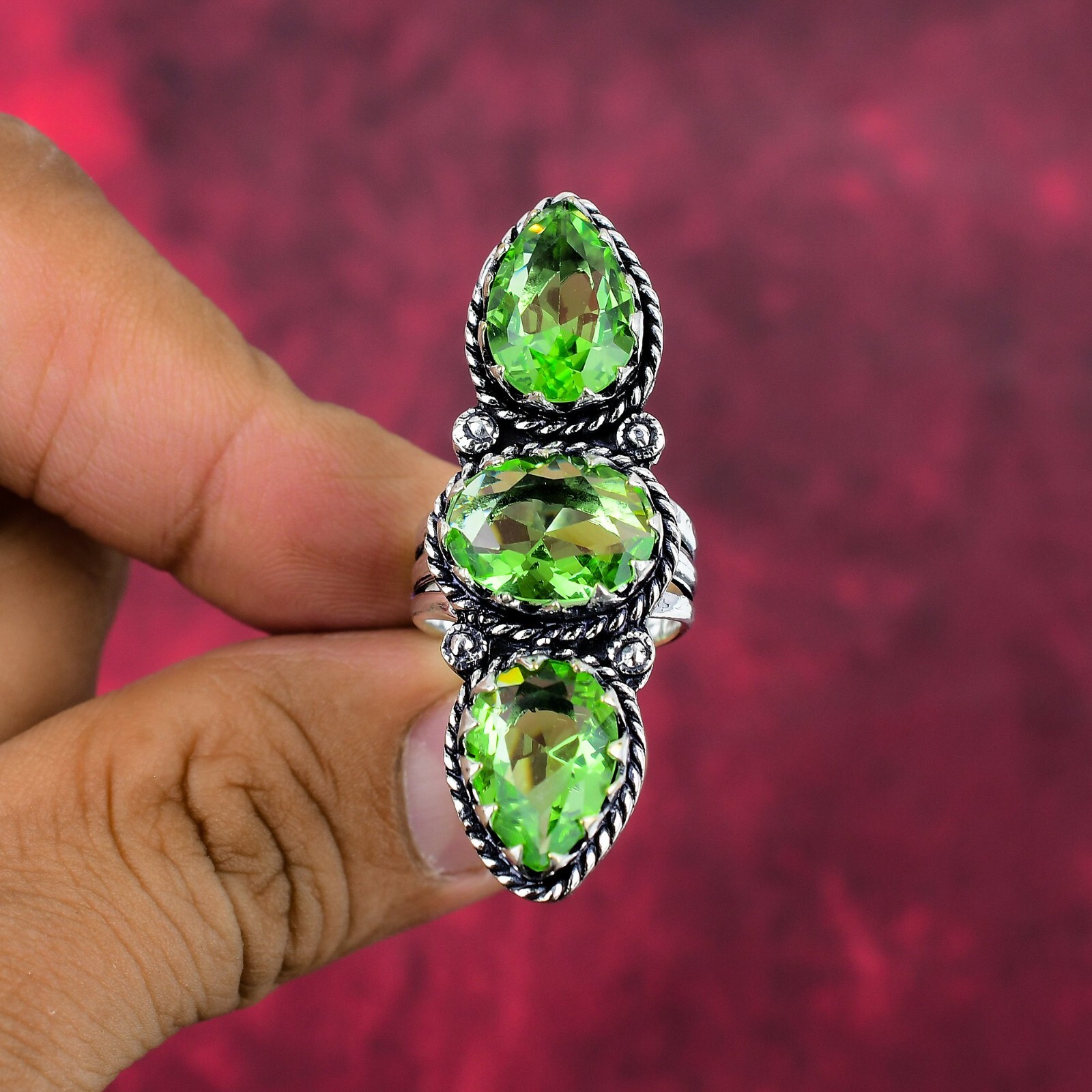 Peridot Gemstone Handmade 925 Sterling Silver Ring Jewelry
