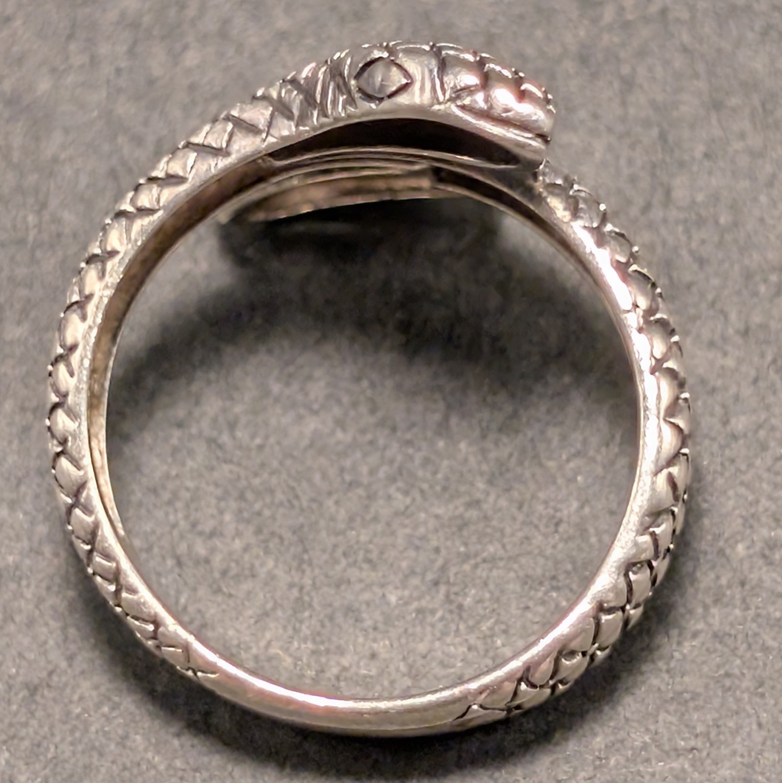 Sterling 925 Coiled Snake Ring Sz 6.75 Goth Wrapped Serpent Textured Design