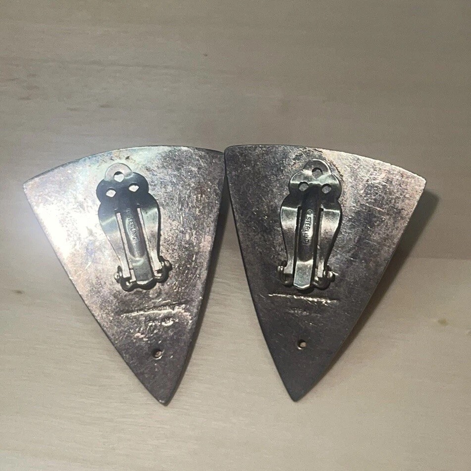 Vintage Susan Cummings Classic Signed Sterling Silver 925 Clip On Earrings