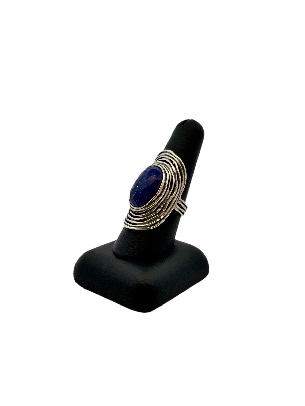 Paz Creations 925 Sterling Silver Cushion Lapis Lazuli Modernist Statement Ring