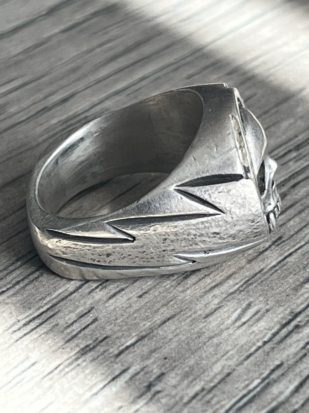 MJG CUSTOM MADE 925 STERLING SILVER SKULL RING SIZE 11 24.10 Grams Made In USA