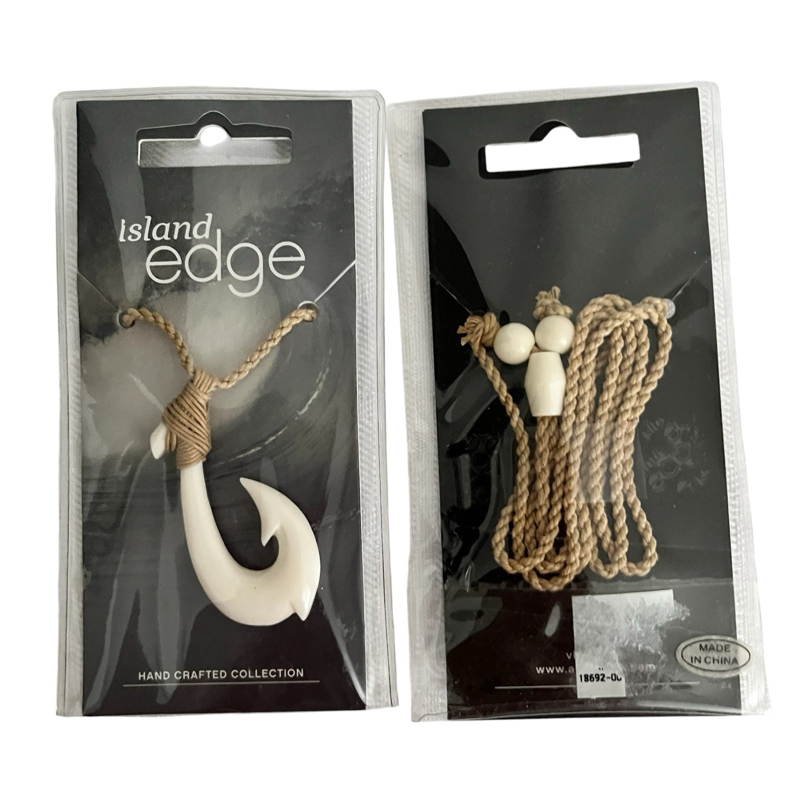 2 Hawaiian 2″ Fish Hook Pendants Adjustable Necklace Chokers Sealed