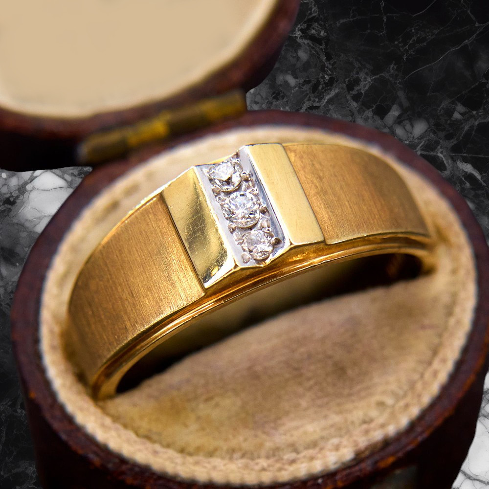 Wedding Diamond Band 18K yellow Gold Round 1 Carat Mens Ring 8 MM Lab Created