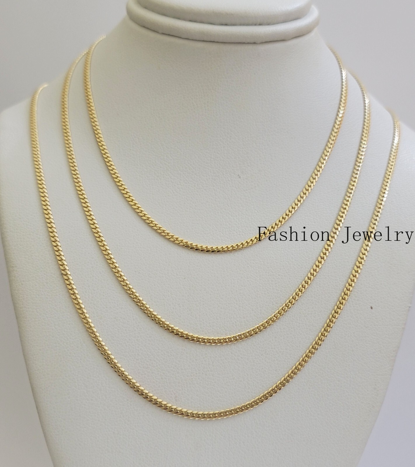Real 18k Yellow Gold Necklace Chain Miami Cuban Link 2mm 24 Inch Real 18kt Solid
