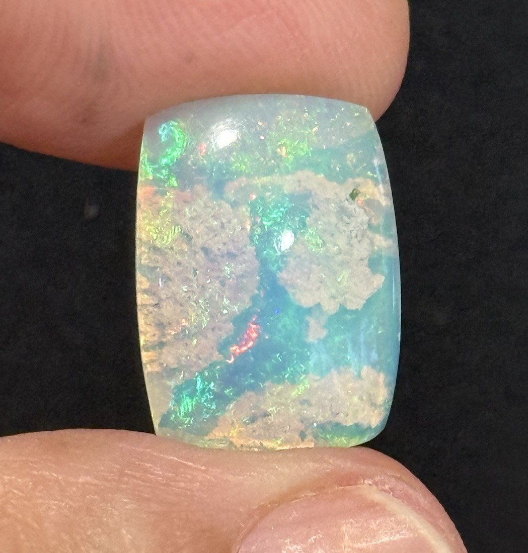 6.5ct 17.2×12.6×5.4mm Stardust Galaxy Ethiopian Welo Opal Cushion Cabochon Gem