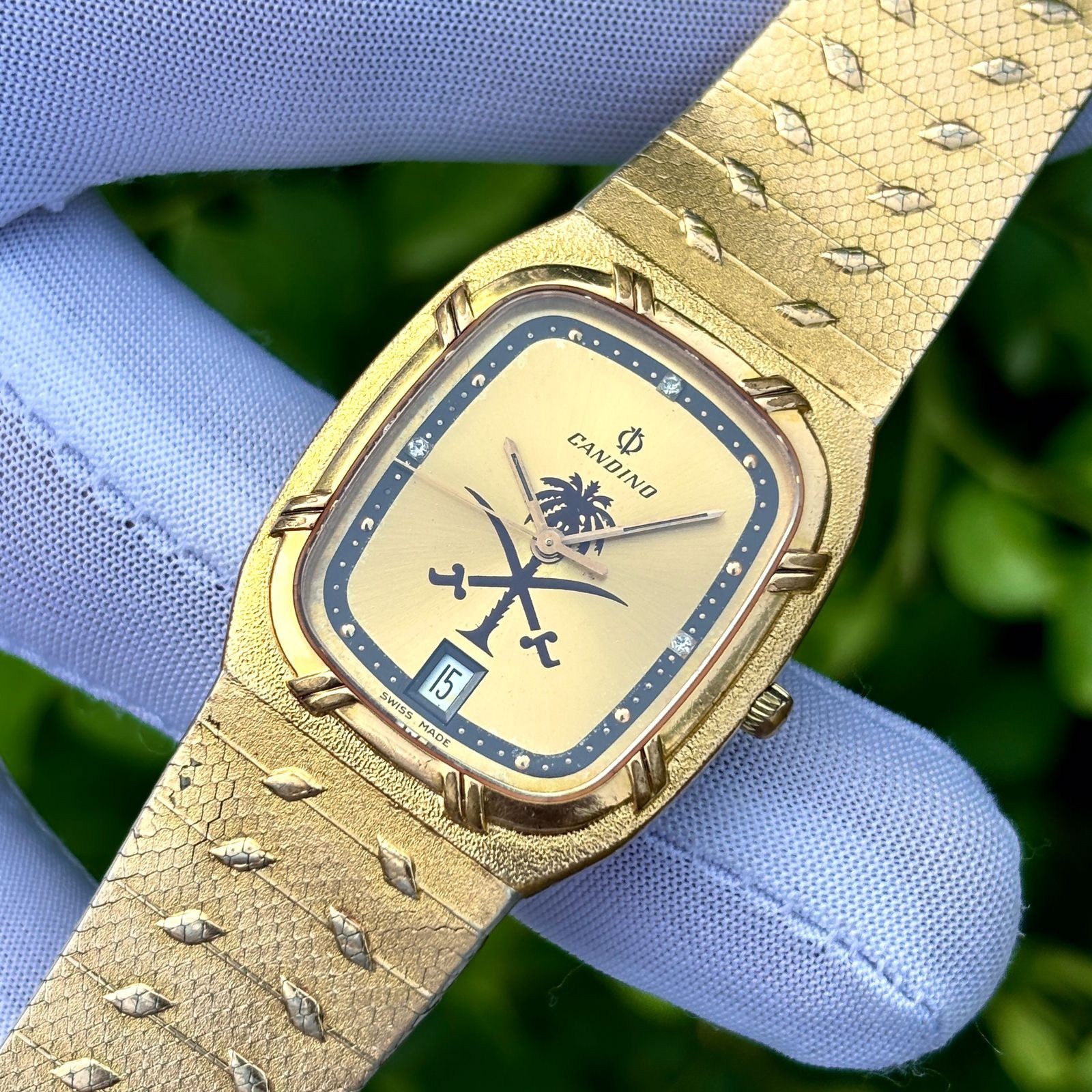 Rare Vintage Candino Saudi Arabia Logo Sapphire Crystal Swiss Men’s Quartz Watch