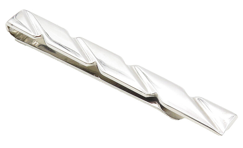SWANK 925 Sterling Silver Shiny Diamond Shape Pattern Tie Clip TR1672