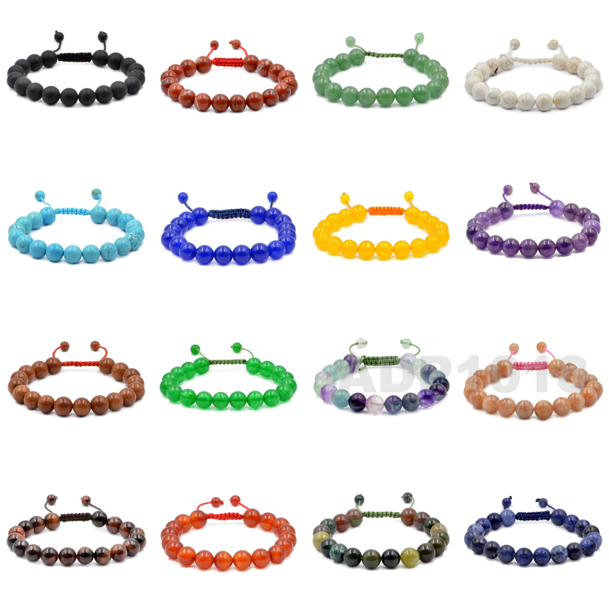 10mm Natural Gemstone Bracelets Healing Power Crystal Macrame Adjustable 7″-9 “