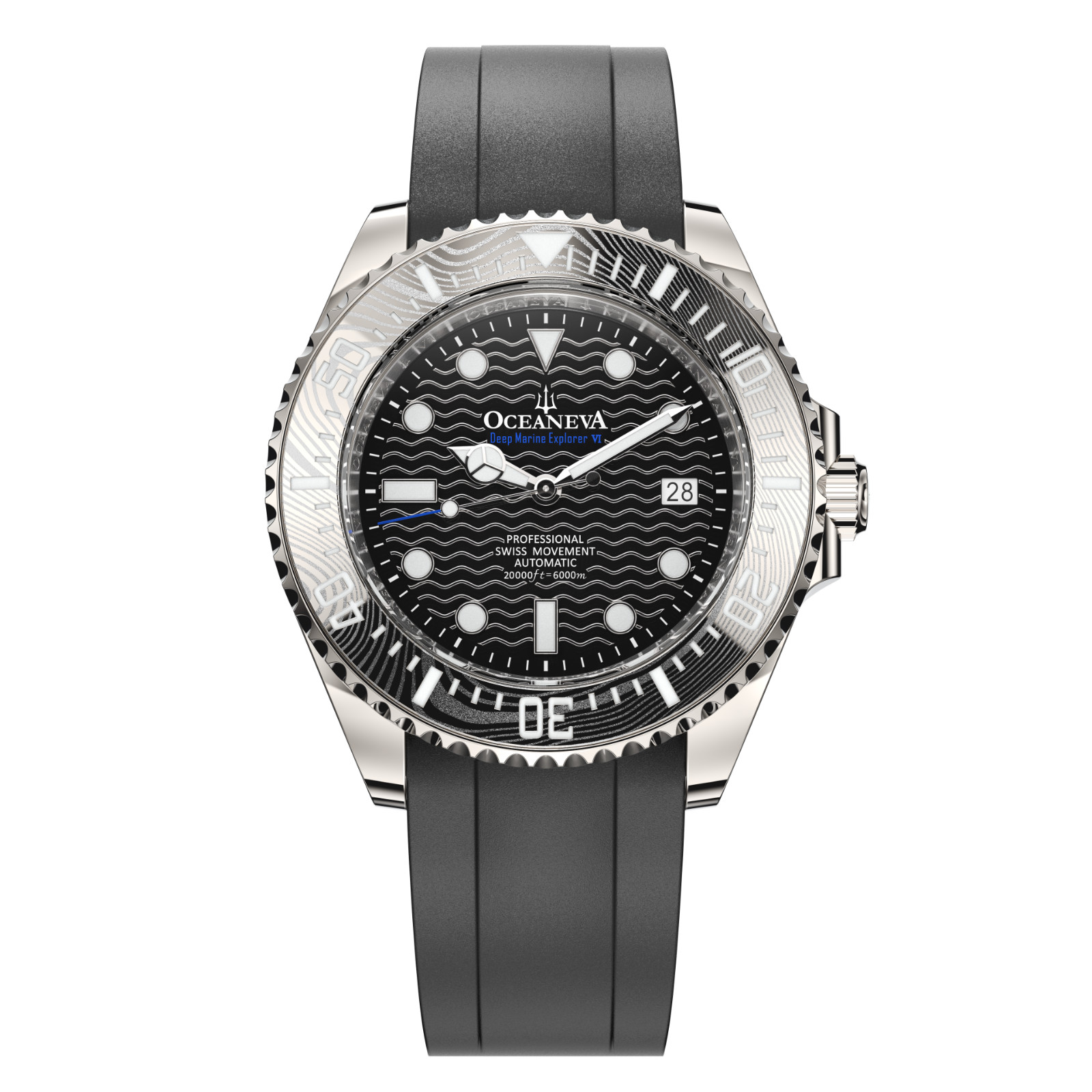 Oceaneva 6000m Grade 5 Titanium AUTOMATIC Watch SWISS MOVEMENT Black