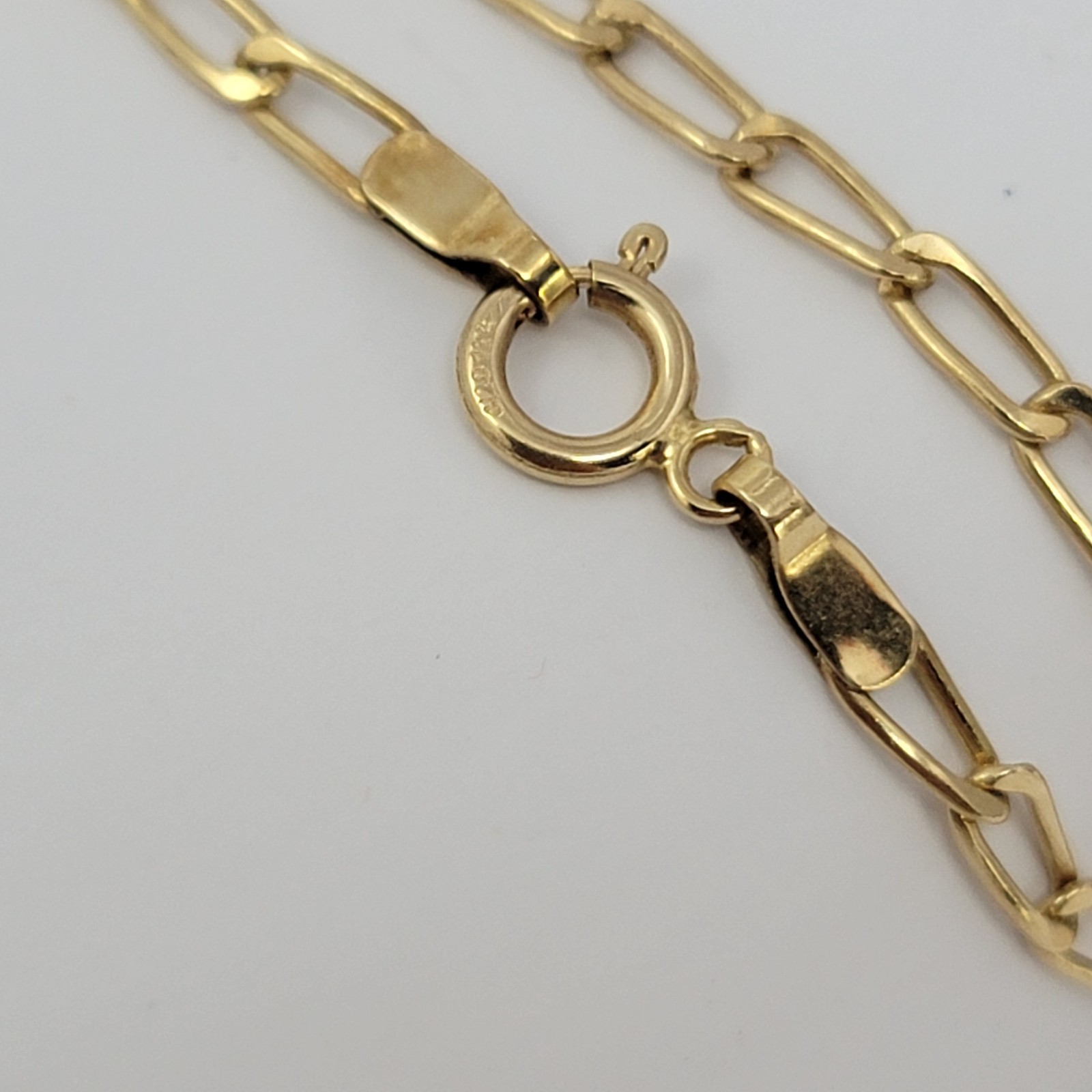 Vintage 12K Gold Filled Paper Clip Chain Bracelet 7″ 1/20 12K GF Spring Ring NOS
