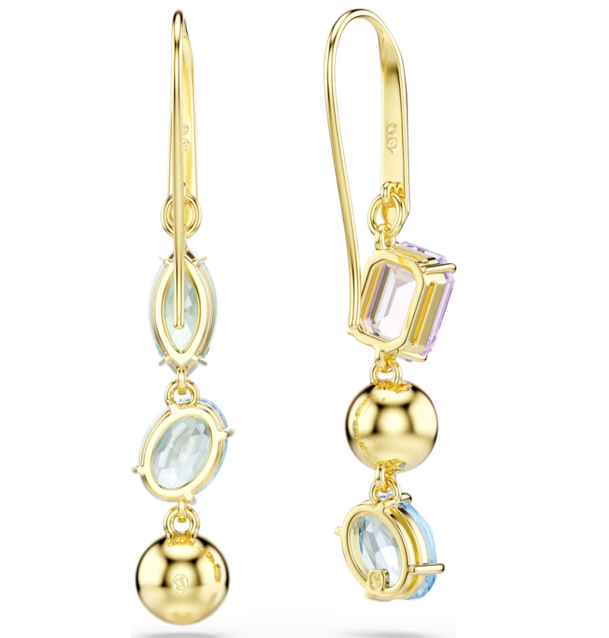 Swarovski Gema drop earrings Asymmetrical design, Mixed cuts, Multicolored