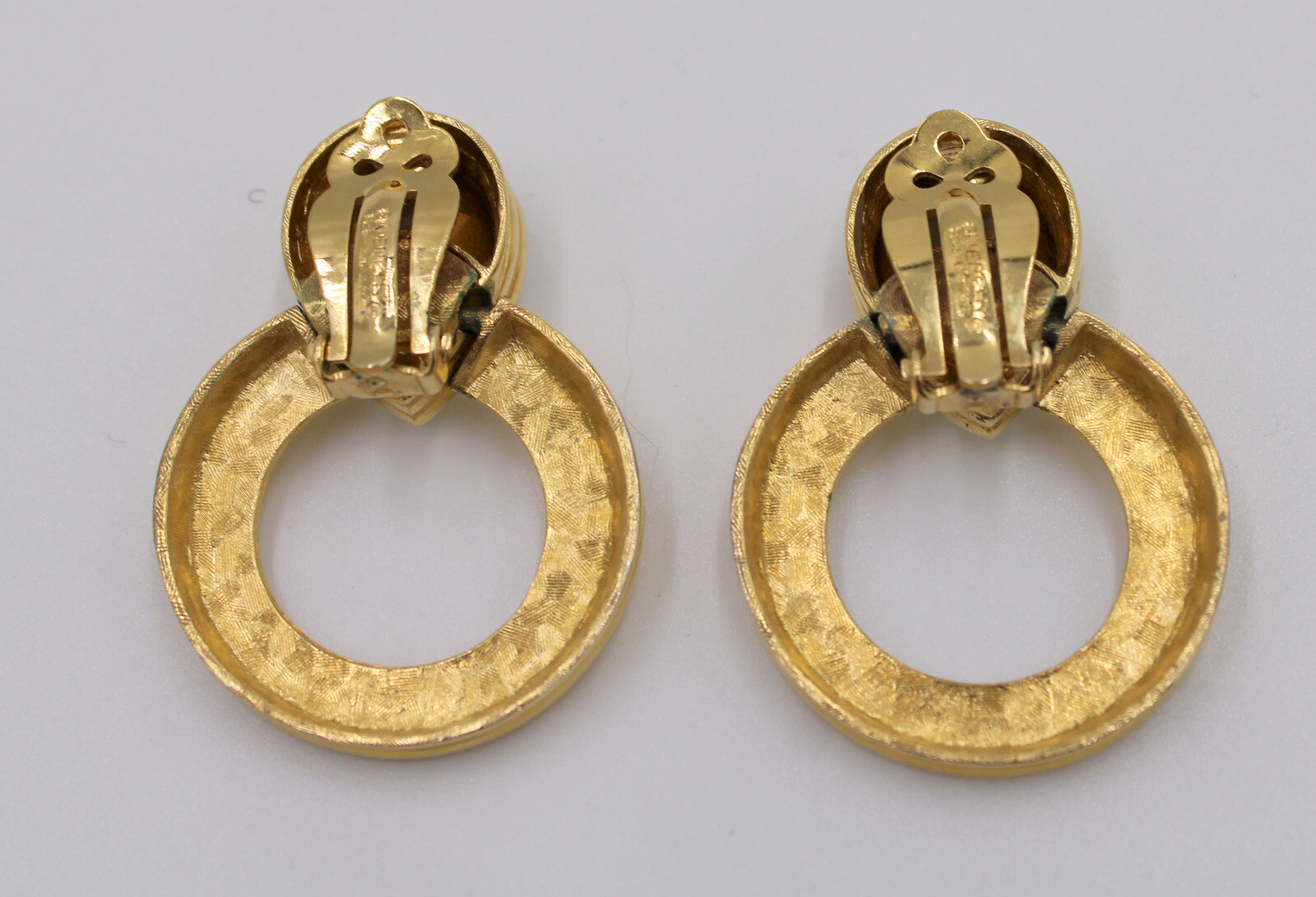 Givenchy Pear Rhinestone Clip-on Earrings Gold-Tone Circle Signed FREE Shipping!