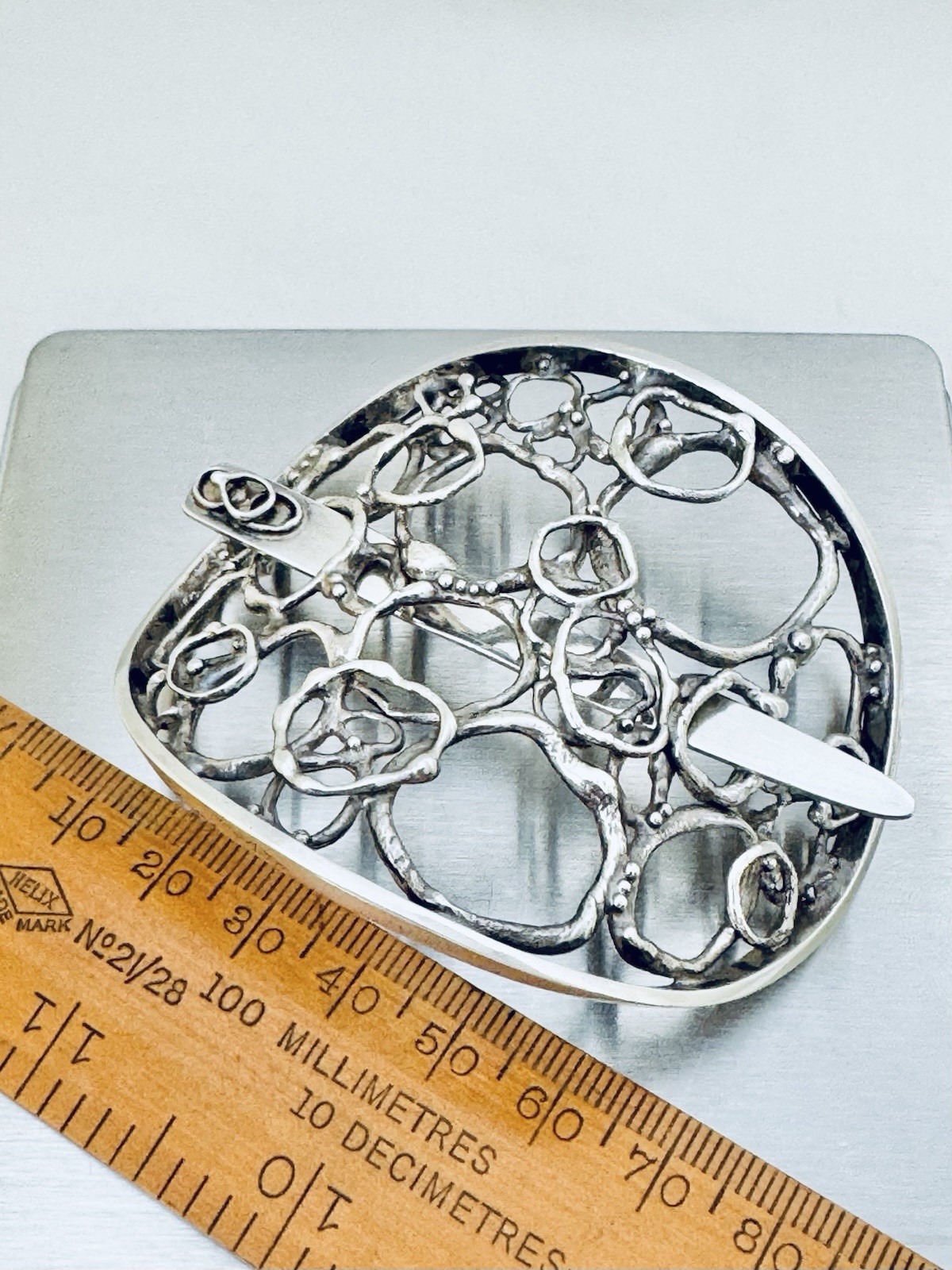 Jane Watling Lacock Solid Sterling Silver Hair Clip London 1986