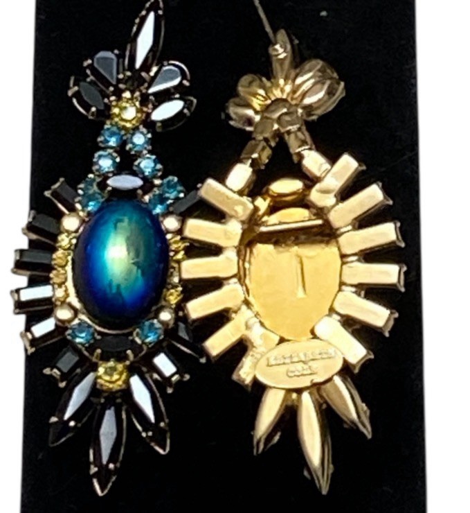 Elizabeth Cole Iridescent Hematite And Crystals Drop Earrings