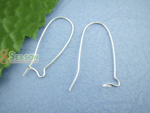 Sexy Sparkles 100 Pcs Earring Wire Kidney Hooks Silver Tone 16mm X 38mm