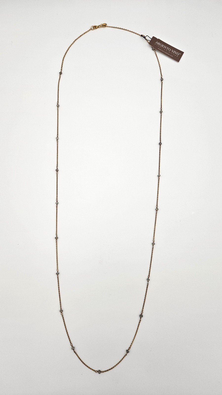 Argento Vivo Long Beaded Station Necklace 18kt Gold Plated Labradorite