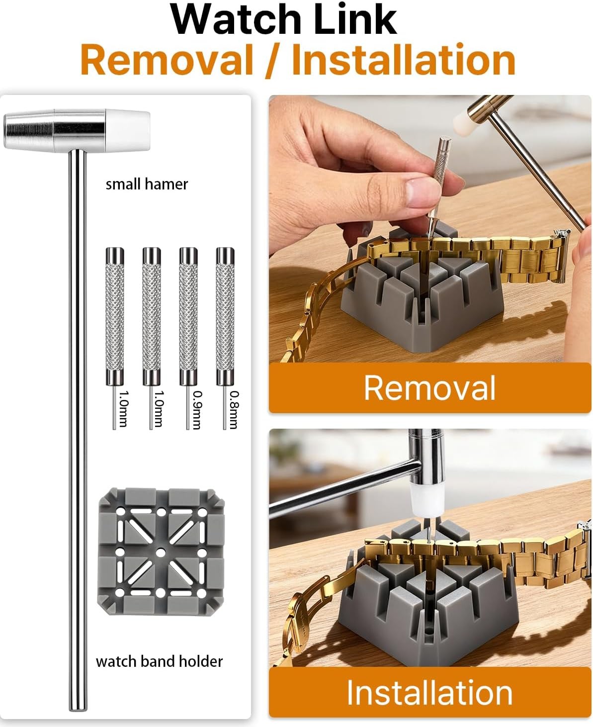Watch Link Removal Kit Professional Watch Strap Adjustment Tool Band Replacem…