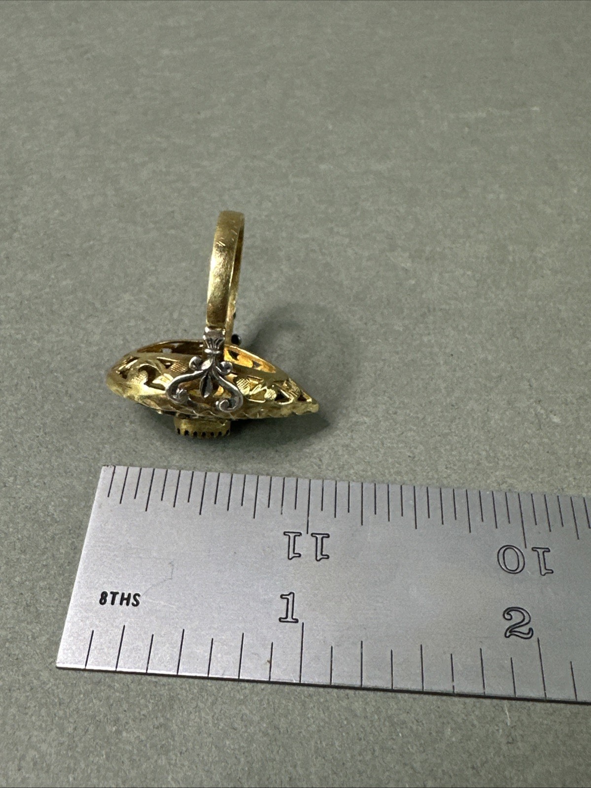 Vtg 1950s Ornate 18k Ruby 9.8g Sz 7 Ring Estate Find NR