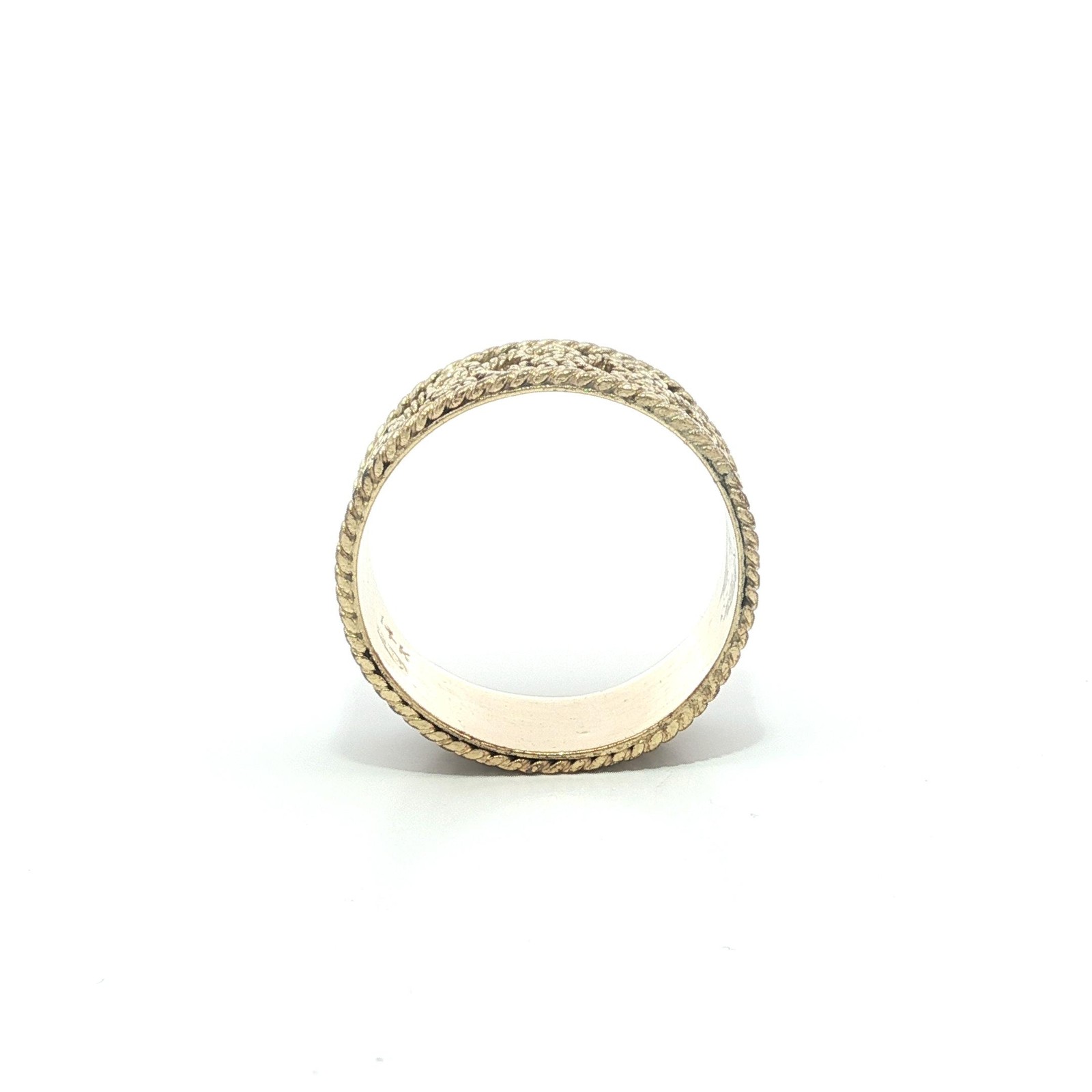 Vintage Yellow Gold 8.7mm Twisted Wire Heart Cigar Eternity Wide Band Ring