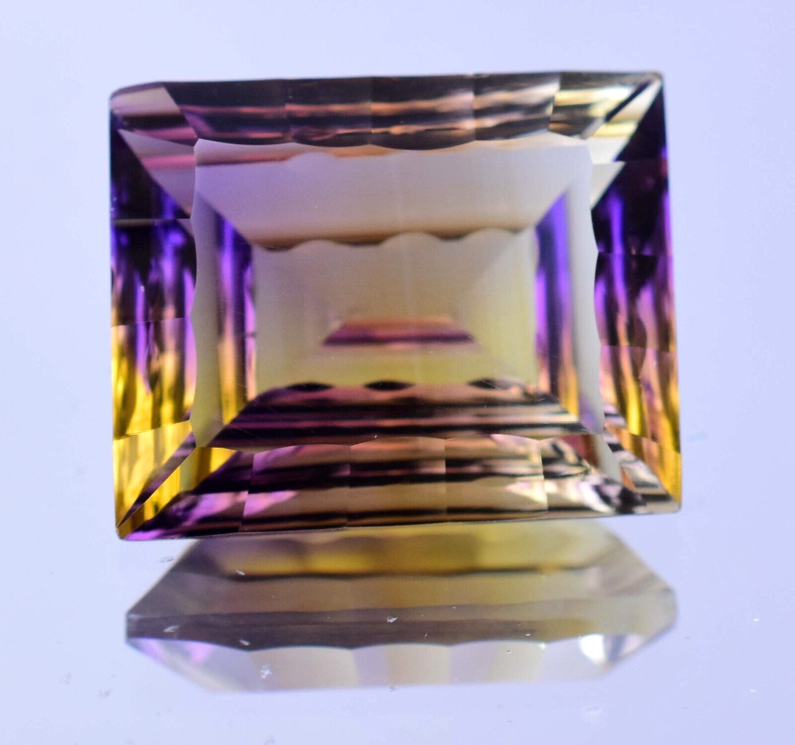 Untreated Natural Bi-Color Ametrine 22.20 Ct Square Emerald Certified Gemstone