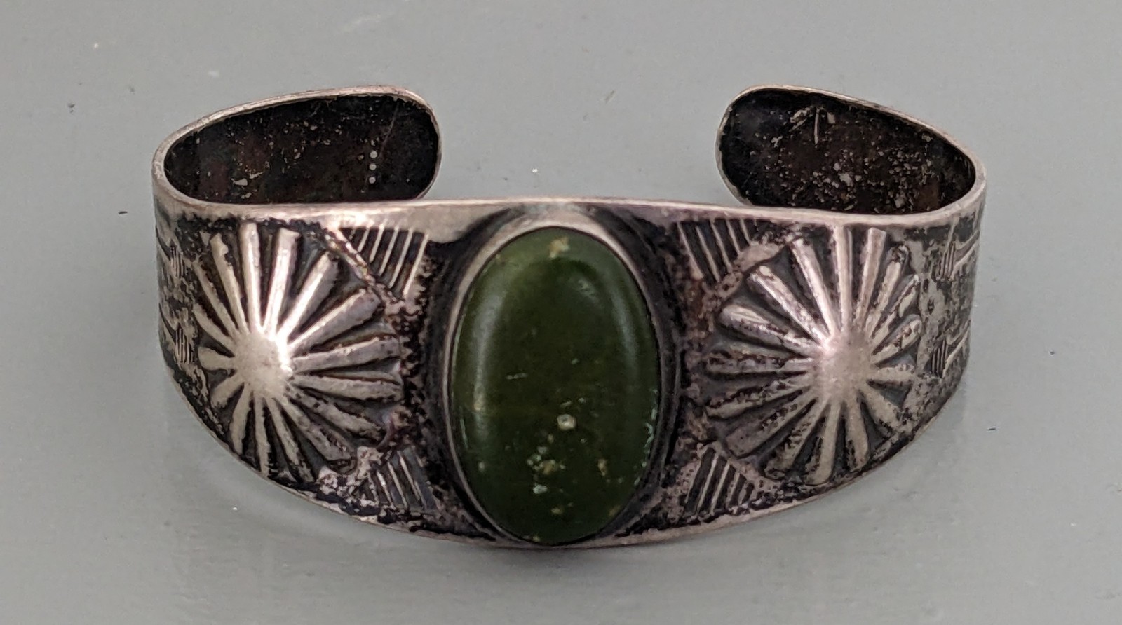 Fred Harvey Era Navajo Stamped Silver Cuff Bracelet