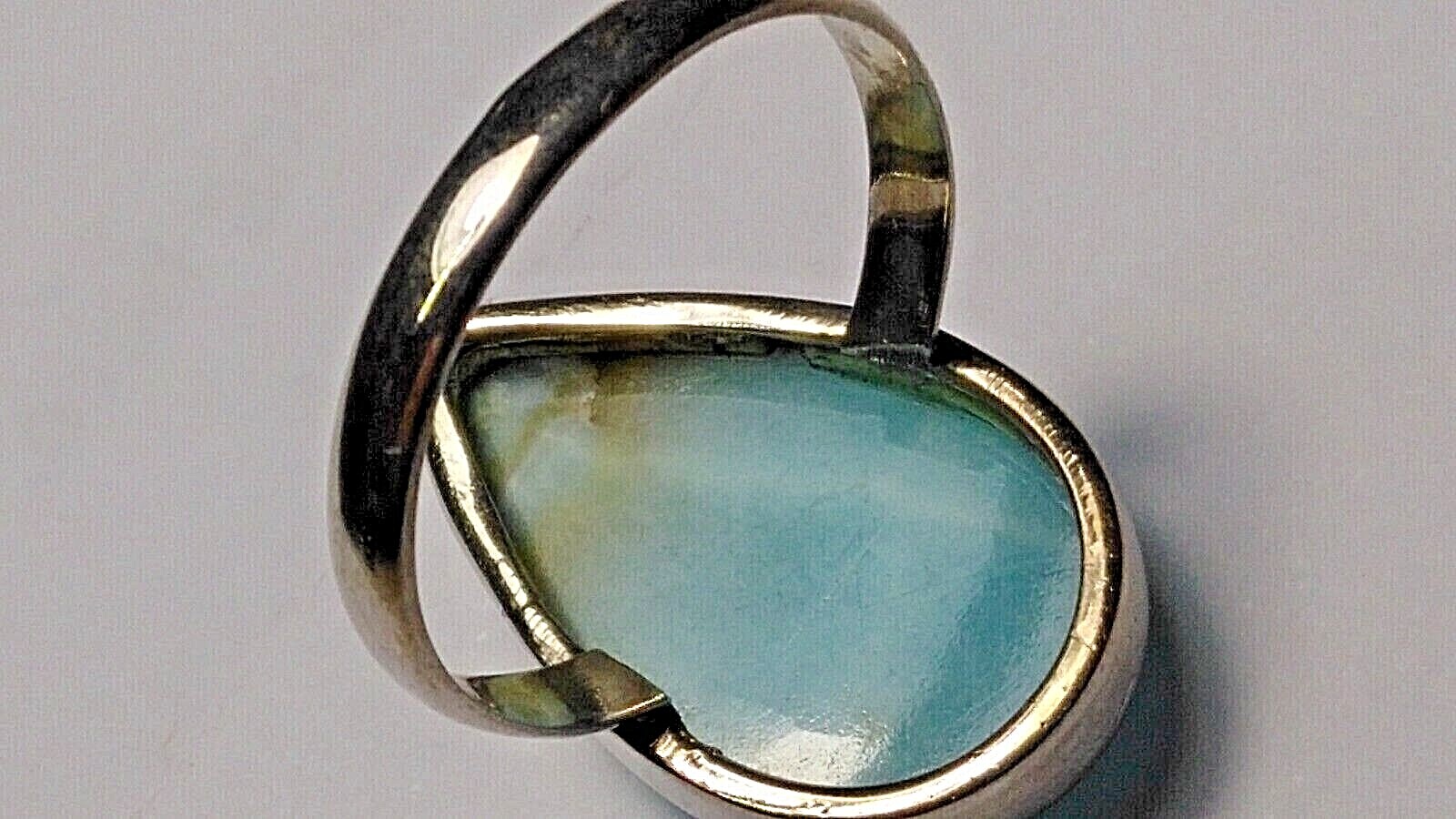 AESTHETIC NATURAL LARIMAR IN STERLING SILVER.925 RING SIZE 8.75-9.0!