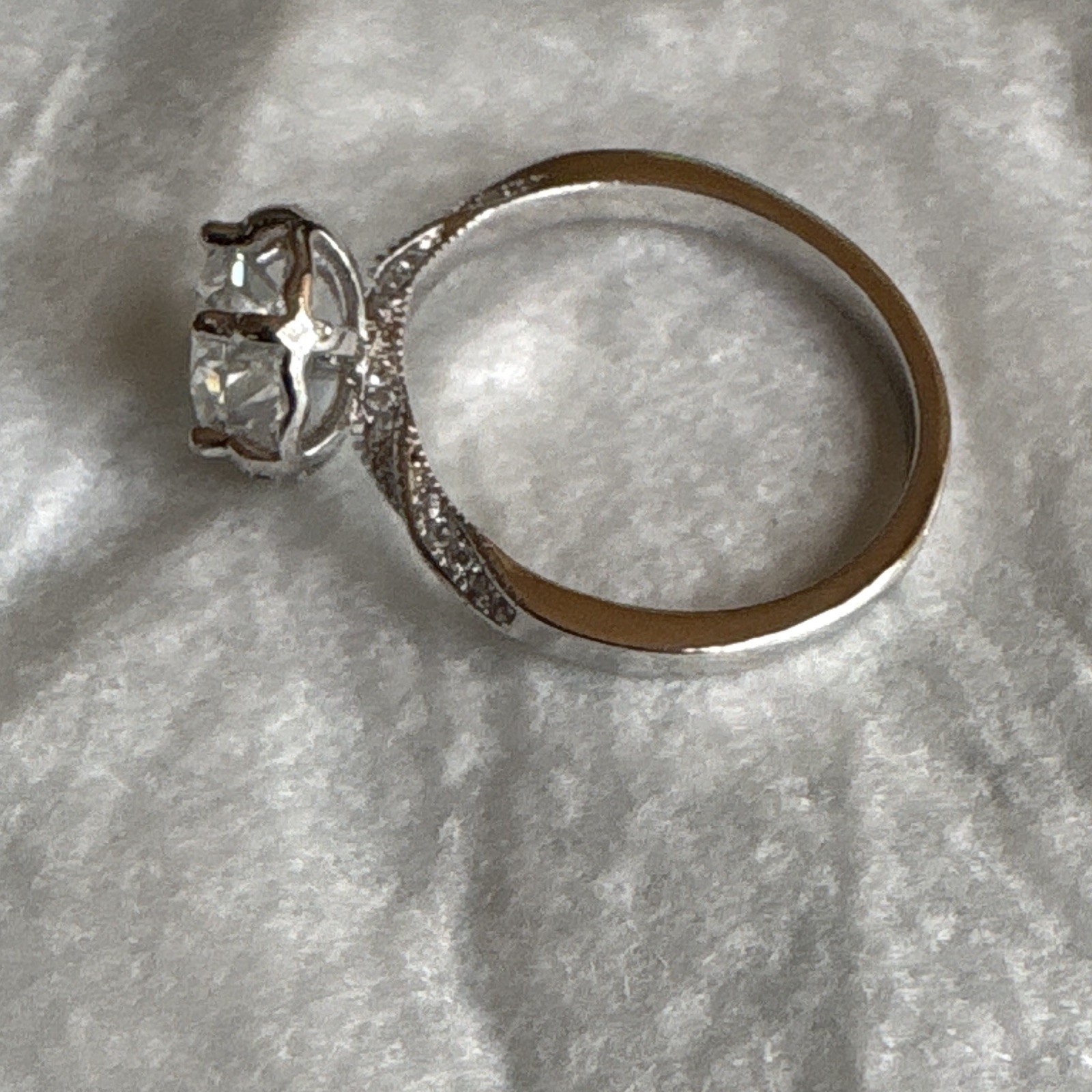 Sz 10 Round Moissanite Solitaire Ring Silver Tone Prong Set Pavé CR7259