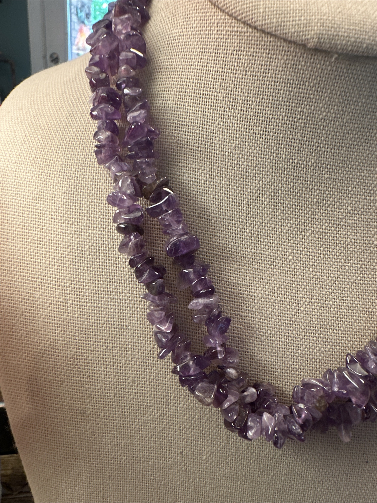Beautiful Presidium Tested Genuine Amethyst Chip Necklace & Bracelet Set