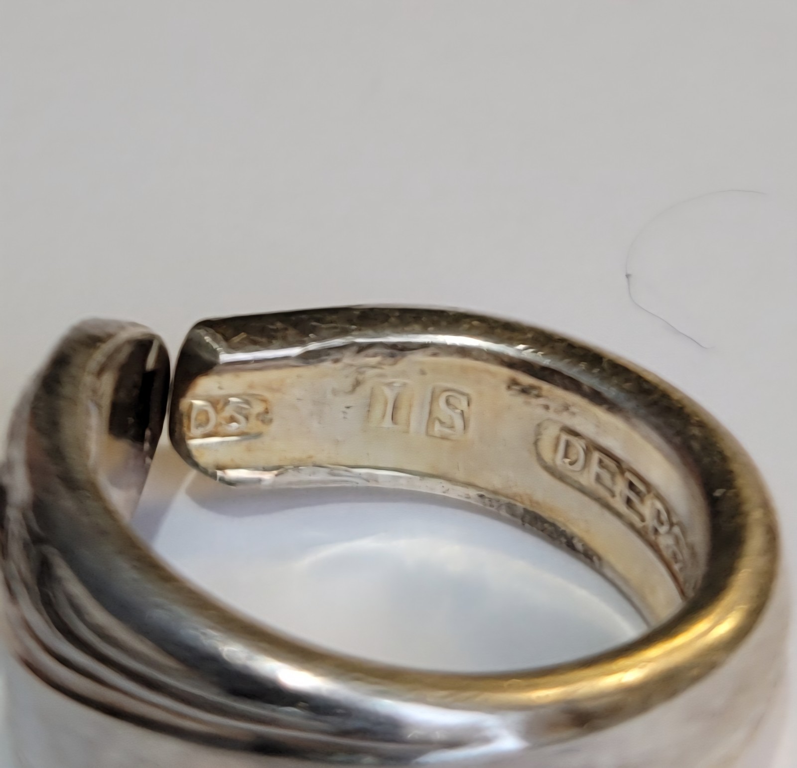 Vintage International Silver Deep Silver Spoon Ring Floral Flower Pattern Size 6