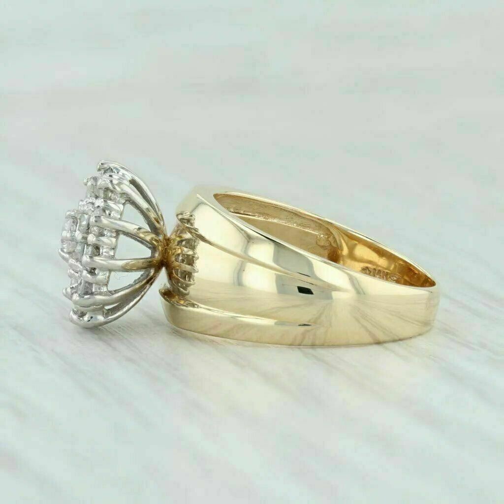 Vintage 2.50 Ct Diamond Waterfall Cluster 10K Yellow Gold Finish Cocktail Ring