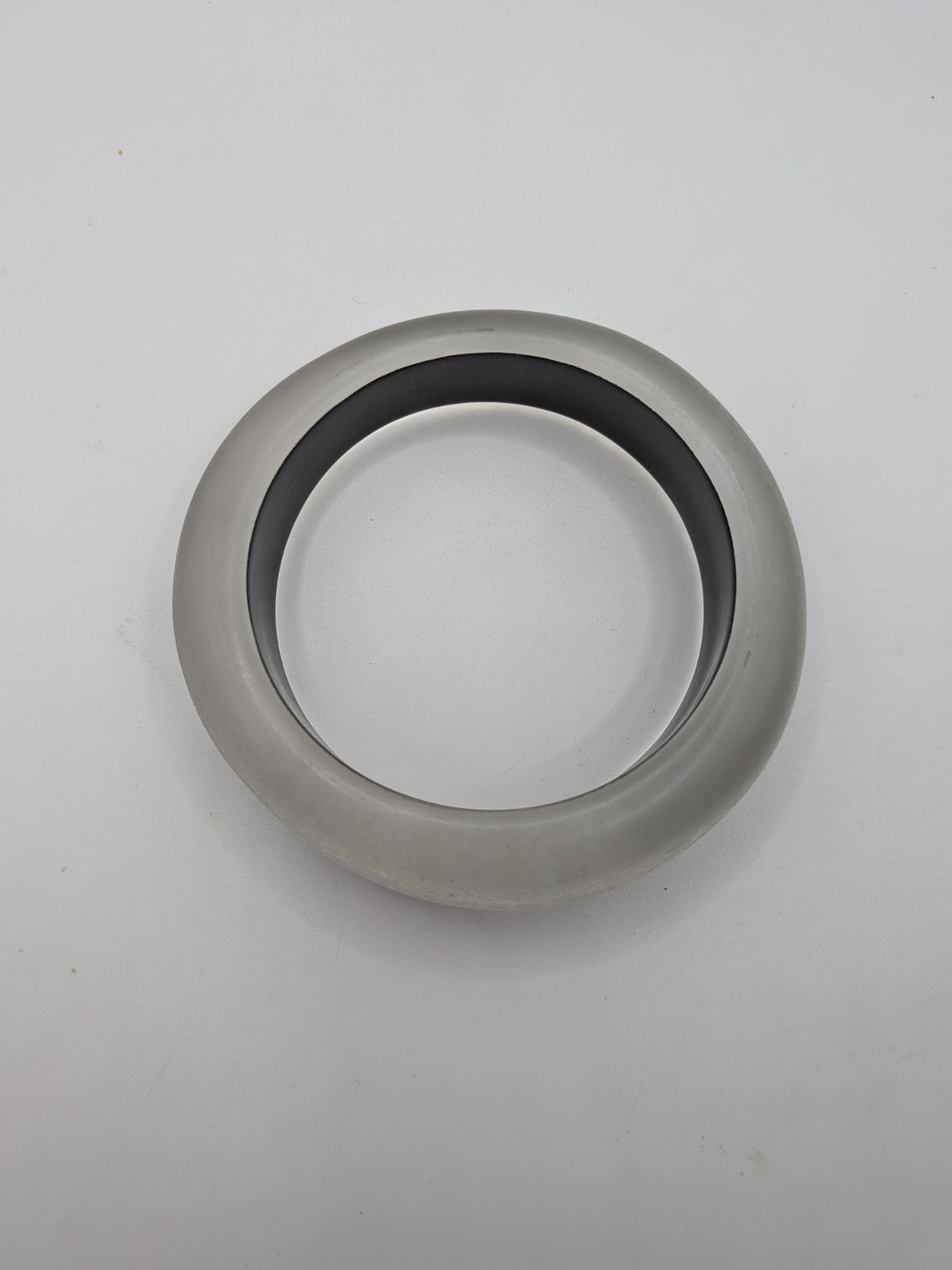 Lucite Bangle Bracelet Frosted Silver-Gray Tapered Semi Transparent Side View