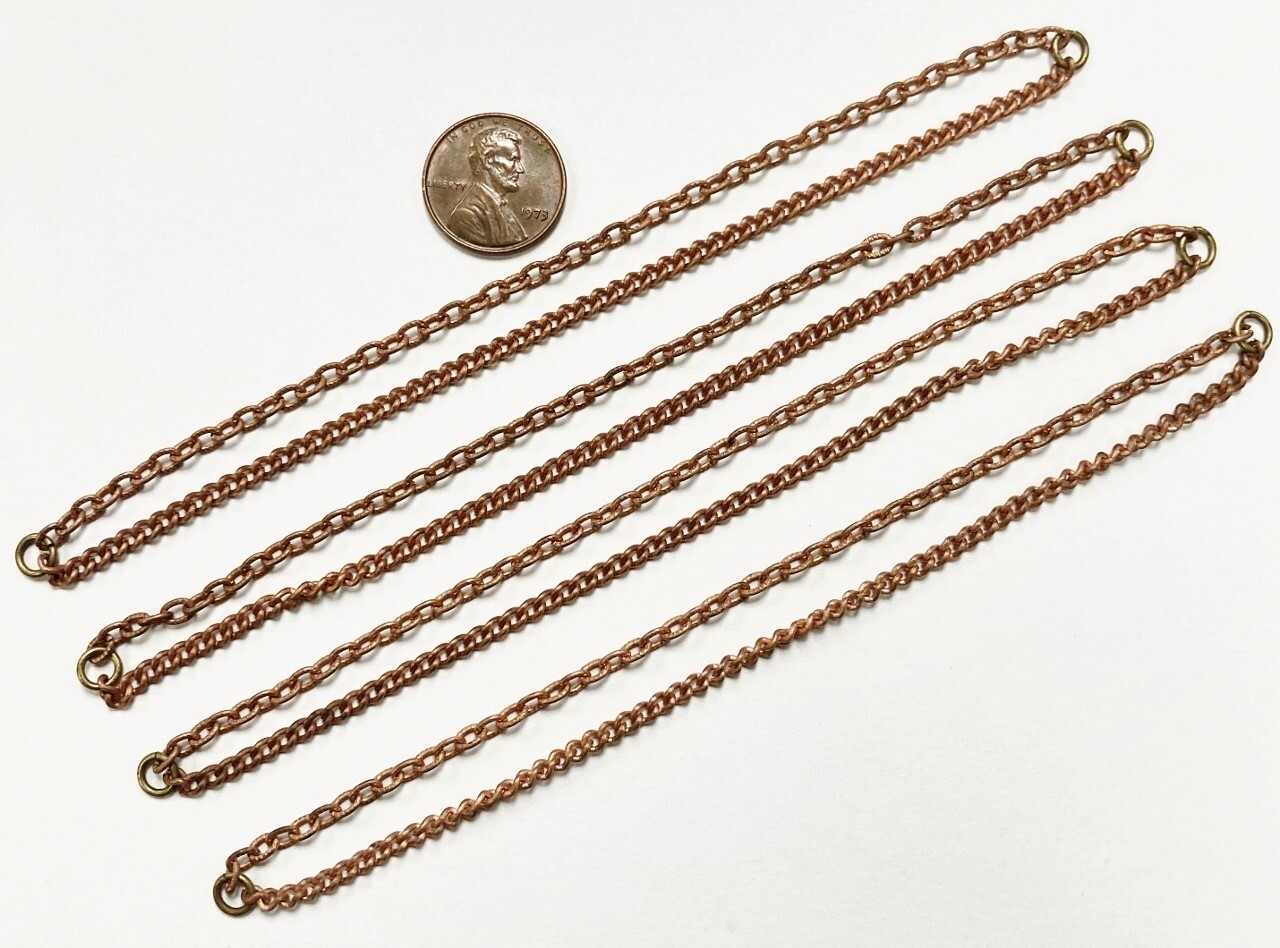 12 VINTAGE AGED COPPER COATED STEEL 2 CHAIN 6.25″ JUMP RING SECTIONS N35