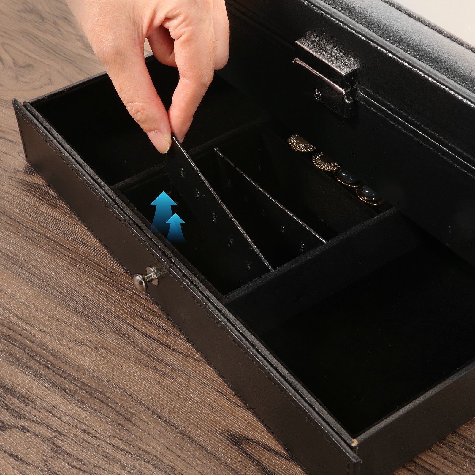 12 Slots Watch Box PU Leather Watch Case Lockable Jewelry Storage Display Case