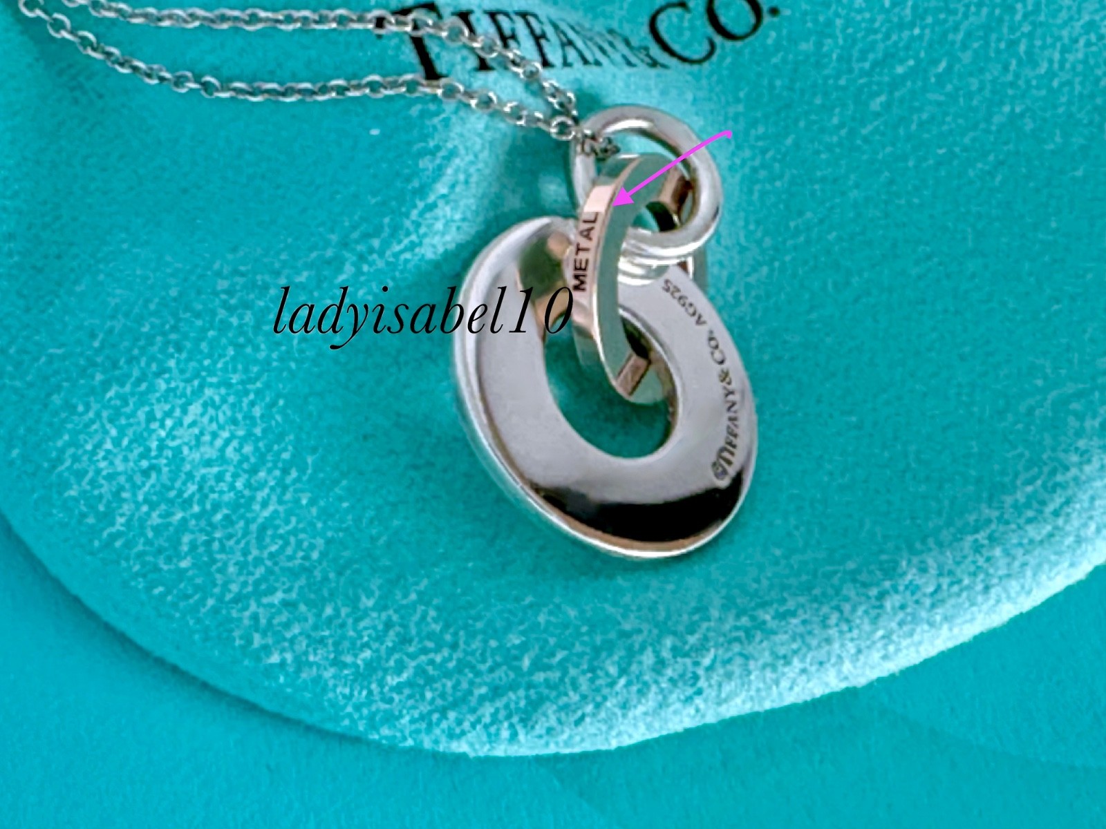 18.5″ Tiffany & Co 1837 Rubedo Silver Interlocking Drop Circle Adjust. Necklace