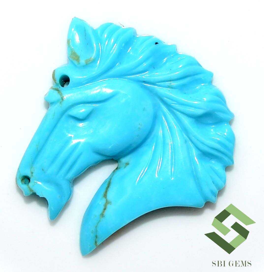 6.45 CTS Natural Turquoise Hand Made Carving 20×20 mm Beautiful Horse Shape Gems