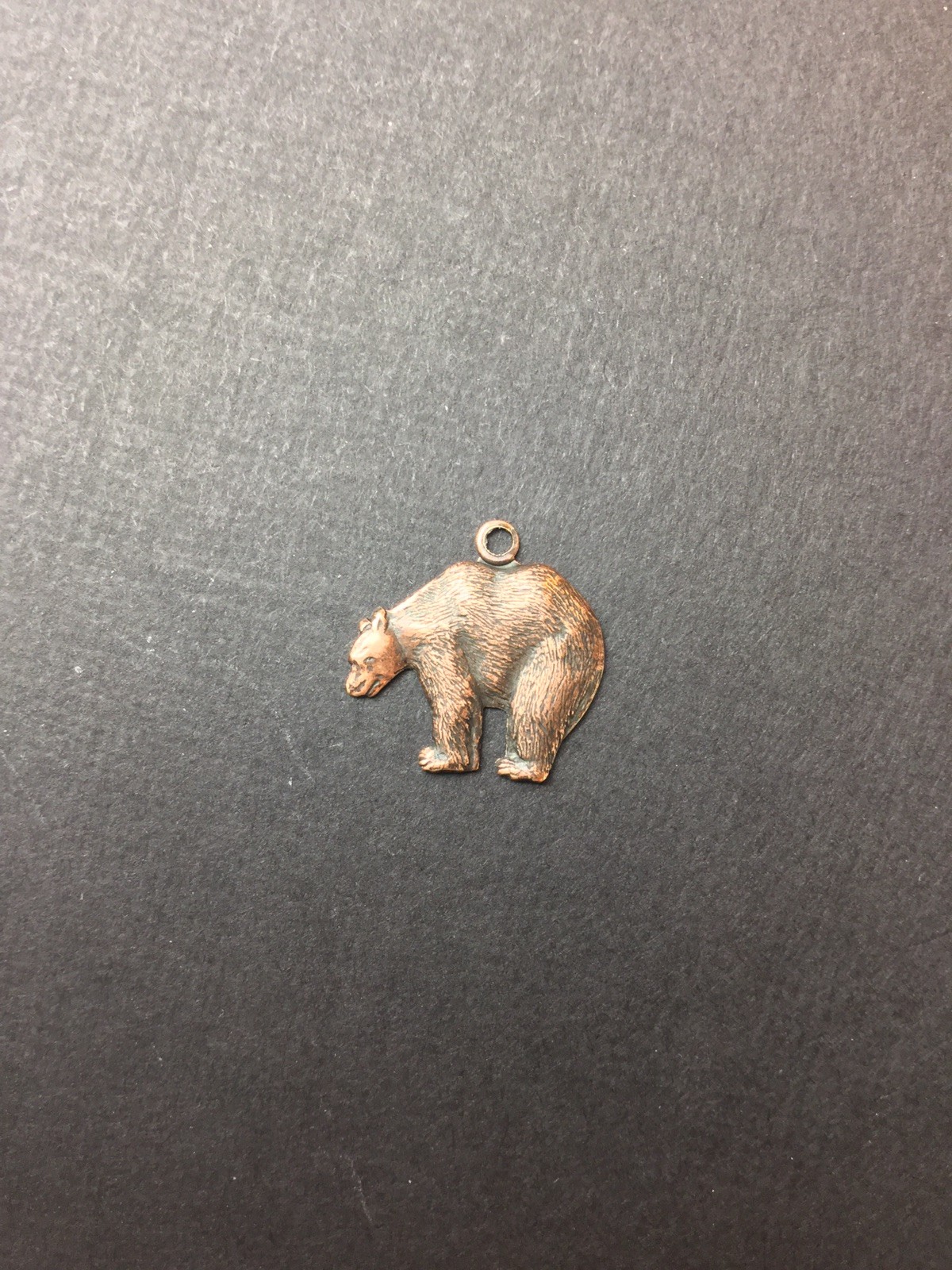 43635- 2 Pc Small Bear Charm Jewelry Finding w/Ring Copper Ox