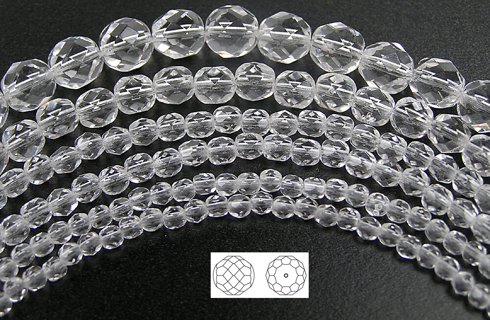 600 Preciosa Czech Fire Polished Faceted Glass Beads 4mm clear Crystal, loose