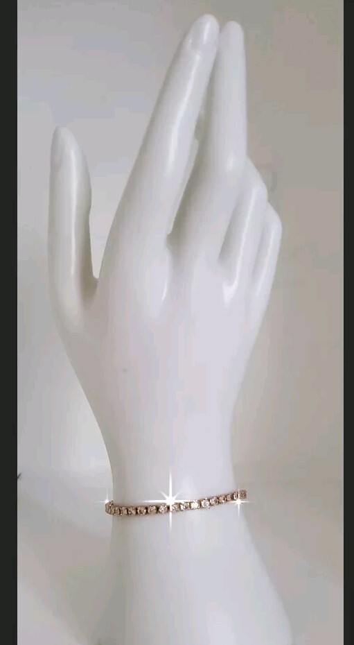 14k Gold Overlay Adjustable Slider Tennis Bracelet Made With Swarovski Crystals