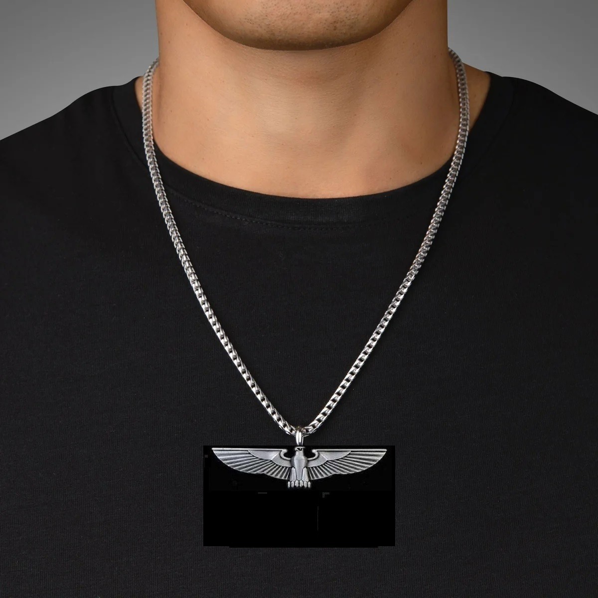 GERMAN IMPERIAL EAGLE Necklace – 2 3/4″ Wide Silver Steel – 24″ Chain