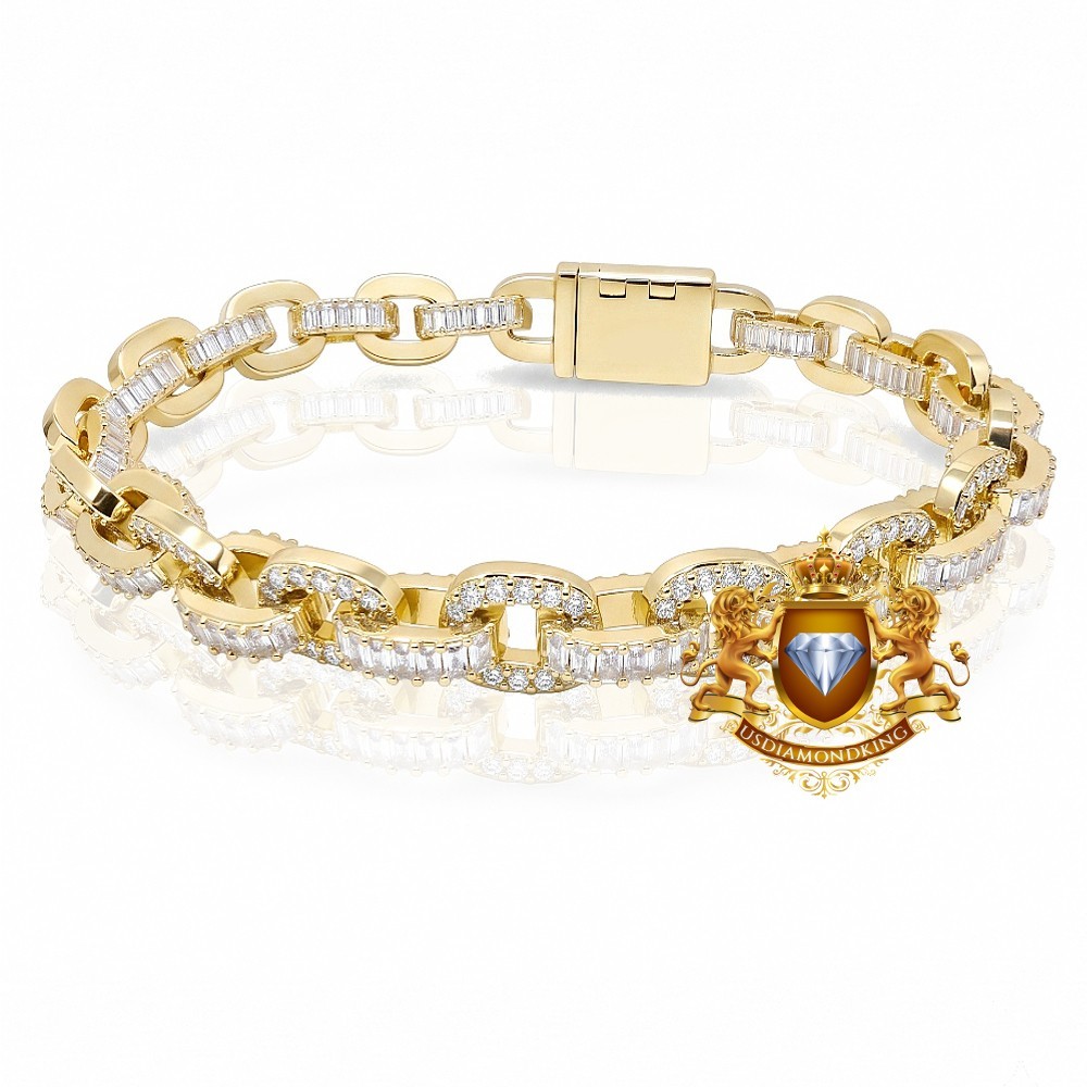 30+ Grams VVS1/D 6.88 Ctw. 14K Gold Bonded Puff Anchor Link Bracelet 10mm /8″