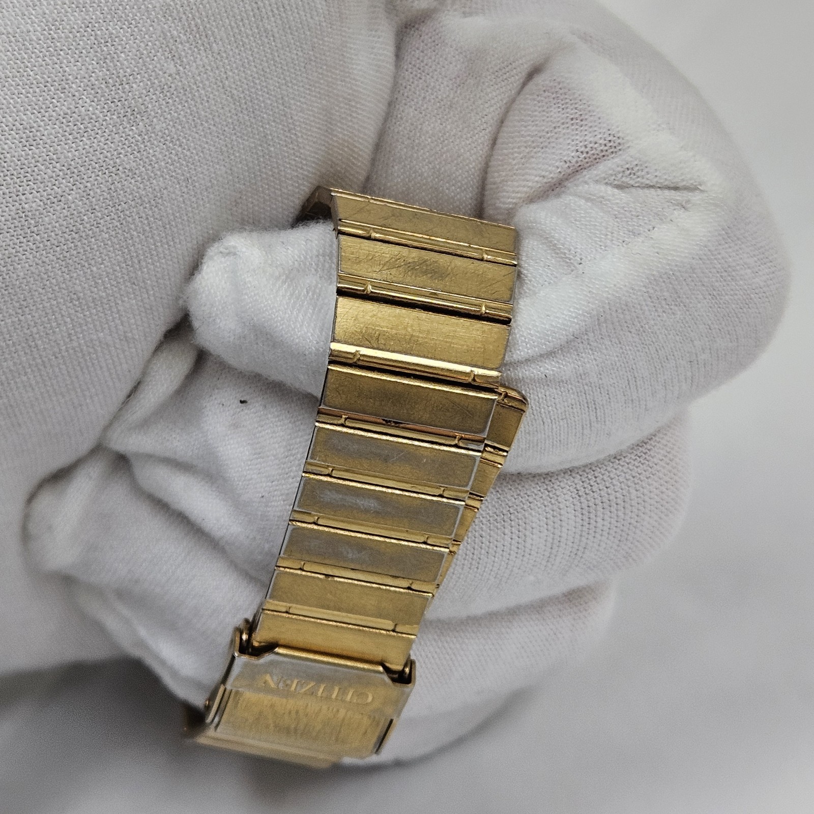 Vintage Citizen CQ 3630 Gold Tone Quartz Mens Tank Dress Wrist Watch New Battery
