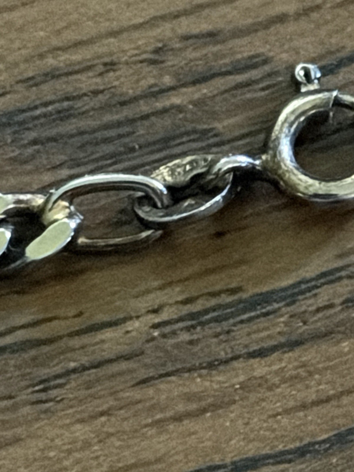 925 Sterling Italy Silver Figaro Flat Link 6.32g Bracelet 4mm- 7” Long