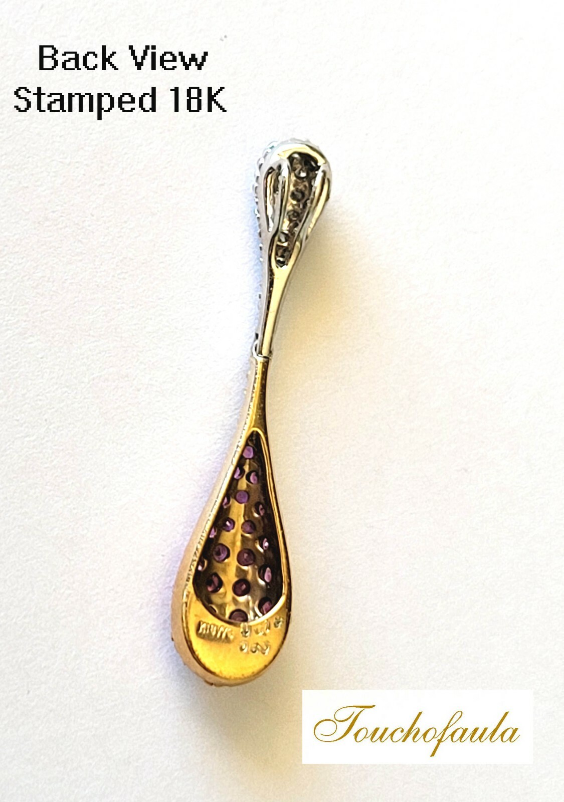 18K TWO TONE GOLD BEAUTIFUL DIAMOND AND PINK SAPPHIRES PENDANT 3.2 GRAMS