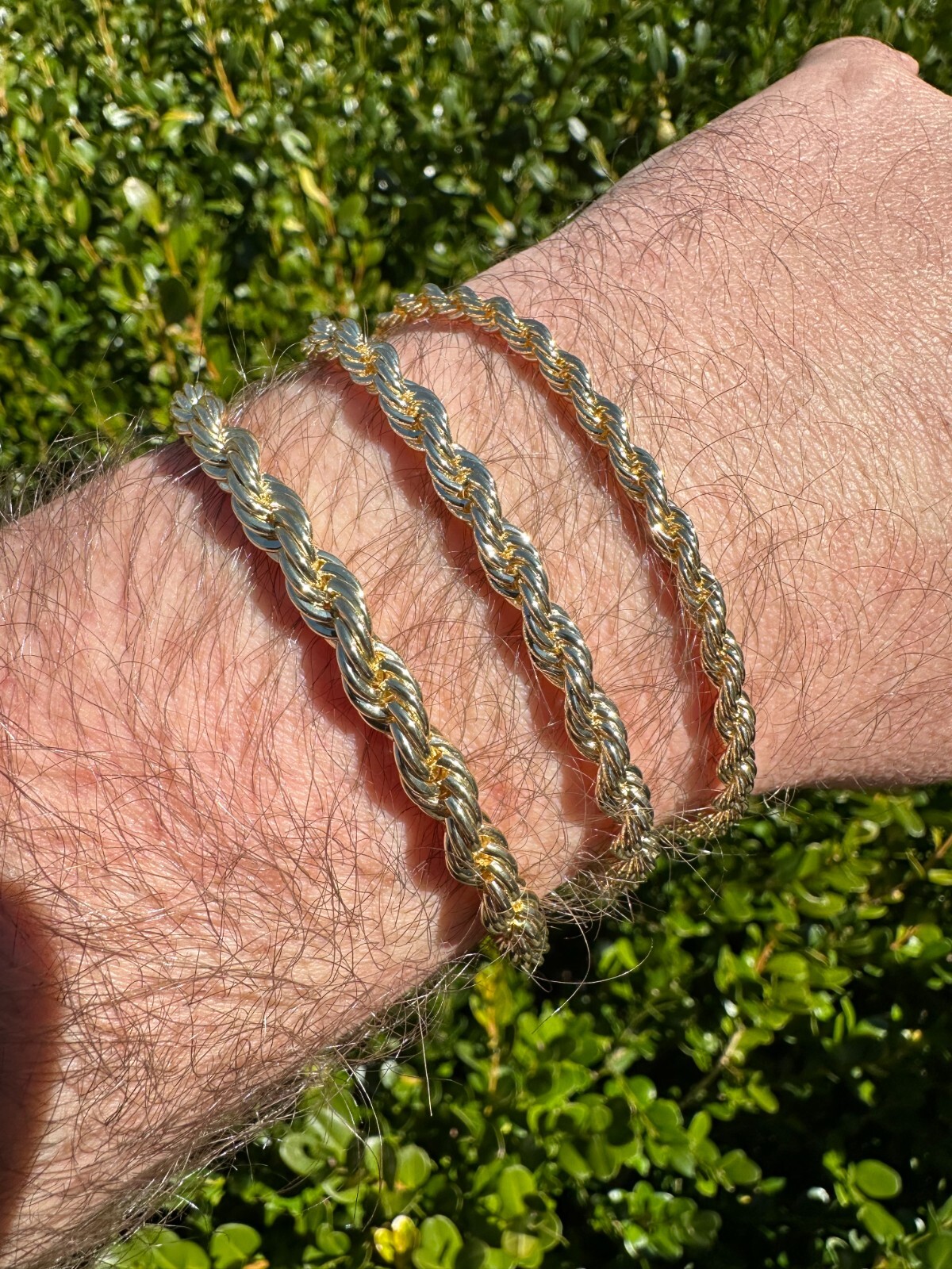 Iced MOISSANITE Clasp 14k Gold Over Stainless Rope Bracelet 4-6mm Pass Tester ✅