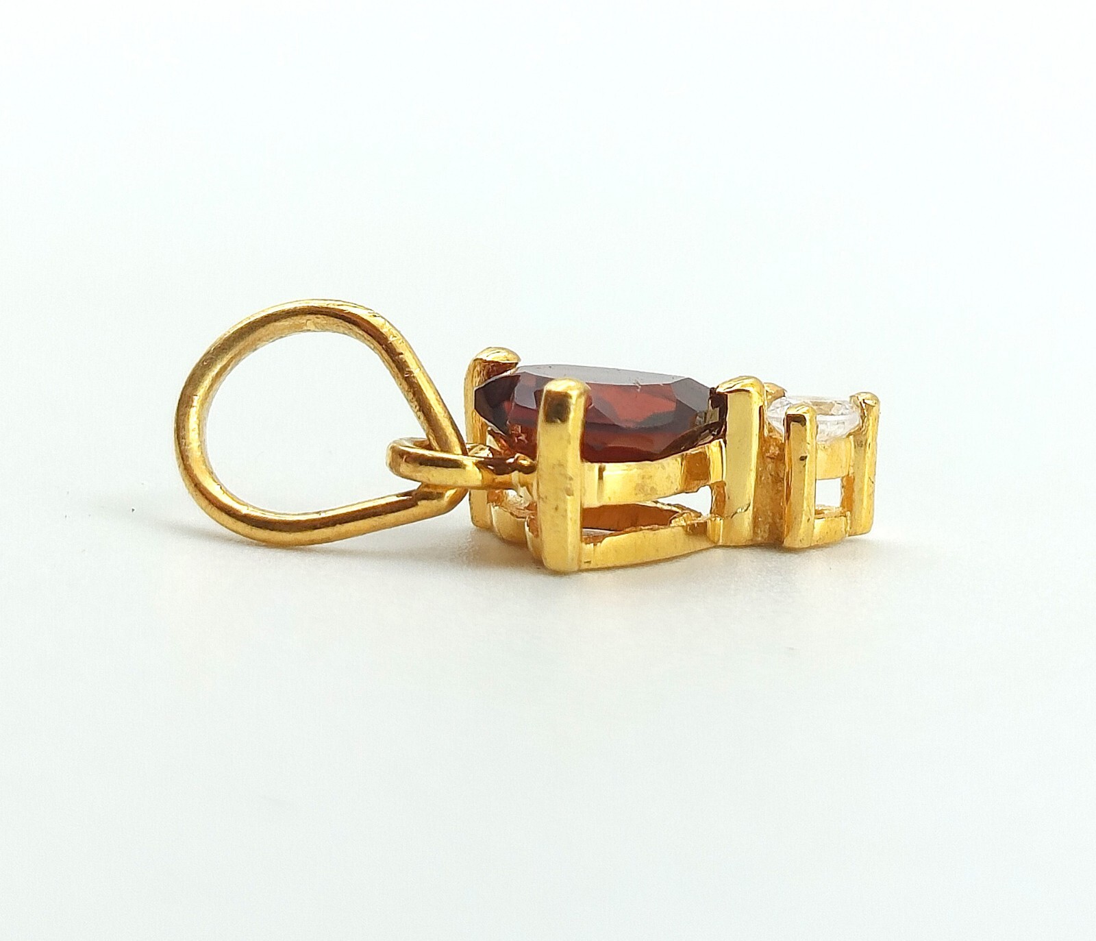 Natural Garnet Charms Pendant 18k Gold Handmade Pendant, Gold Garnet Pendant