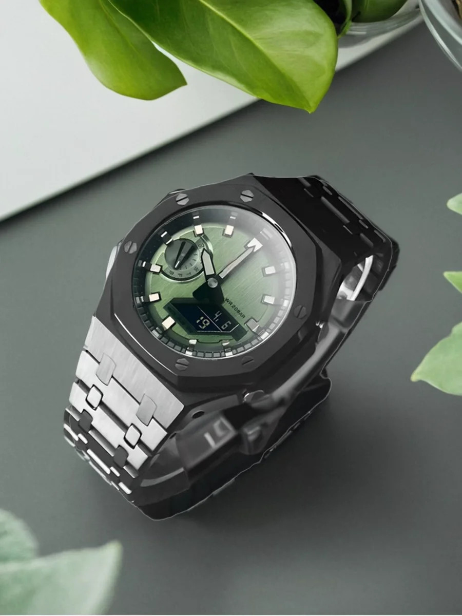 For Casio G-SHOCK Farm Oak GA2100/GA2110 Stainless Steel Case watch Strap Kit