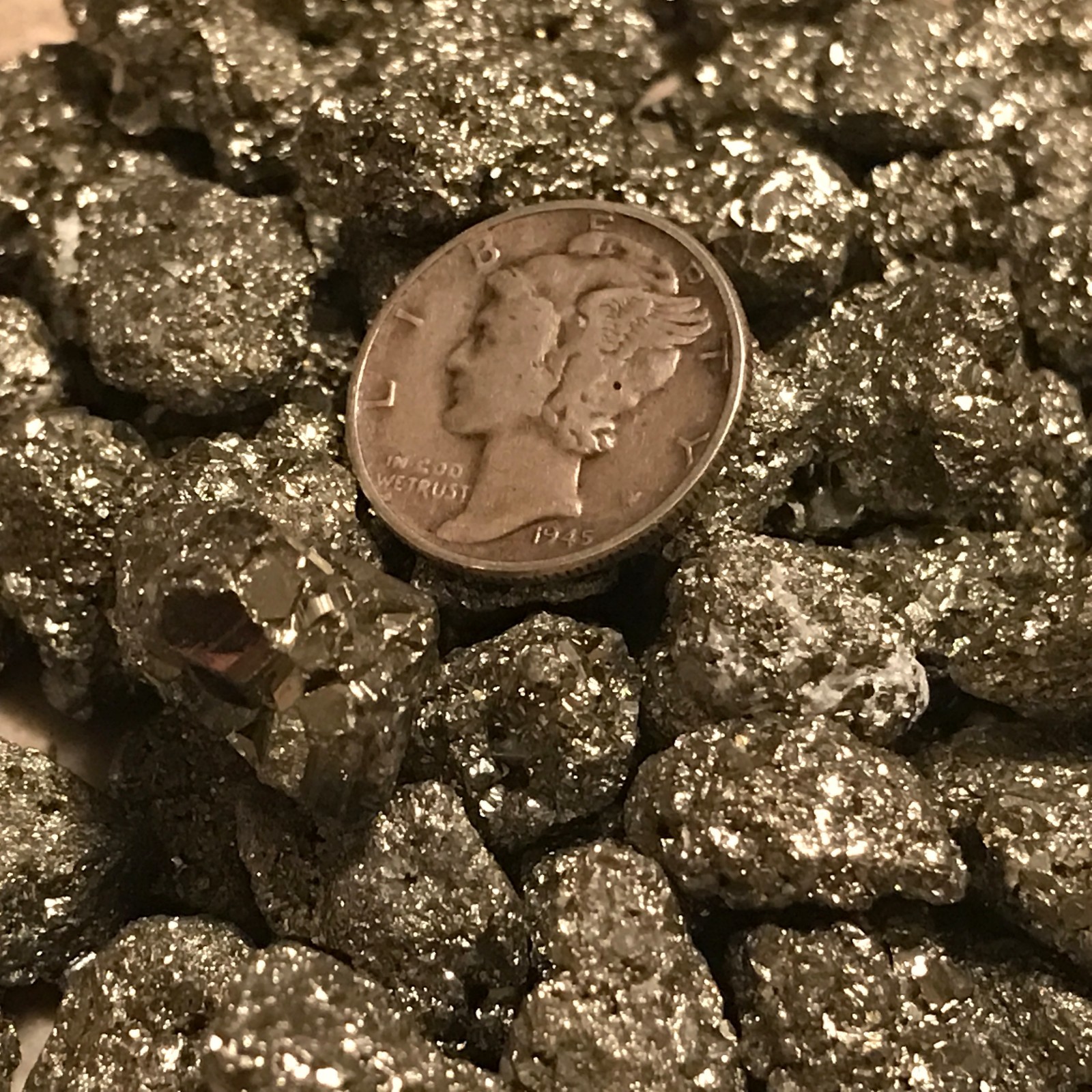 (1/2) POUND NATURAL SMALL PYRITE CRYSTAL CLUSTERS ~ 75 PIECES